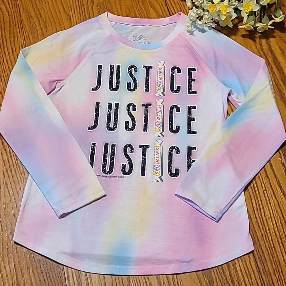 Justice Kids Tie-Dye Smarties Long Sleeve Shirt - Girl's Small